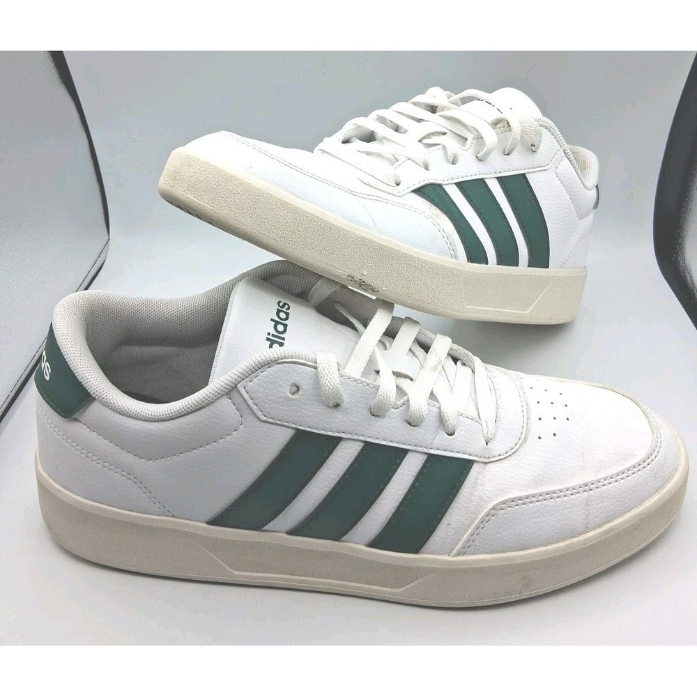 Adidas: Breaknet 3.0 Men's Sz 9 .5 White Green Low Top Court Style Shoes JR3549